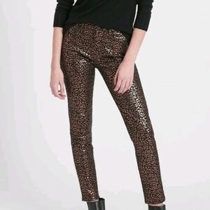 Banana Republic Leopard Print Metallic Mid Rise Skinny Ankle Jean 28" Inseam
